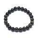 Bracelets extensibles en perles d'obsidienne brillante dorée naturelle X-BJEW-K212-B-020-1