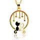 Full Moon with Double Cat and Star Pendant Necklace JN1028B-1