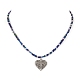 Halskette mit Herz- und Schmetterlingsanhänger aus Legierung im tibetischen Stil mit Saatperlenketten NJEW-JN04341-6