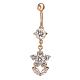 Piercing Jewelry Real 18K Gold Plated Brass Rhinestone Flower Navel Ring Belly Rings AJEW-EE0001-59A-1
