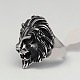 Valentines Day Unique Gift Ideas Retro Men's 304 Stainless Steel Wide Lion Rings RJEW-F006-200-2