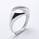 Rhodium Plated 925 Sterling Silver Finger Ring Components STER-G027-11P-3