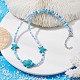 Synthetic Turquoise Starfish & Turtle & Seed Beaded Necklace for Women NJEW-JN04482-01-3
