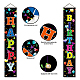 SUPERDANT 3 Pcs/Set Happy Birthday Banner Door Hanging Cake Balloon Banner Flag Hanging Decorations Couplet Sign Set for Birthday Party Birthday Decoration 180x30 cm HJEW-WH0023-030-3