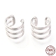 Rhodium Plated 925 Sterling Silver Cuff Earrings EJEW-H124-12P-1