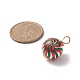 天然木のペンダント  銅線ラッピングチャーム  クリスマスのテーマを渦模様で丸くプリント  ミックスカラー  23.5x16mm  穴：5x4.5mm PALLOY-JF02039-3