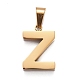 イオンプレーティング（ip）ステンレスレターペンダント304個  手動研磨  アルファベット  ゴールドカラー  文字.z  18.5x12.5x4mm  穴：6.5x3.5mm STAS-H127-Z-G-1