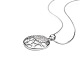 TINYSAND 925 Sterling Silver Hollow Flat Round Rhinestone Pendant Necklaces TS-N157-S-16-2