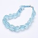 Colliers de perles aigue-marine synthétique rugueux NJEW-G924-03-1