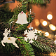 Olycraft100pcsクリスマス木製オーナメント天然木吊り飾りウッドスノーマンスノーフレーク  クリスマスベルソックスツリー＆クリスマススタッグとベル＆ロープでDIYクリスマスハンギング WOOD-FG0001-02-6
