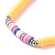 Bracelet extensible fait main en perles heishi en argile polymère BJEW-JB07372-02-5
