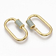Brass Micro Pave Turquoise Cubic Zirconia Screw Carabiner Lock Charms ZIRC-T010-03G-2