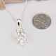 Trendy Silver Color Plated Brass Cubic Zirconia Leaf Pendant Necklaces For Women NJEW-BB12789-6