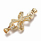Brass Micro Pave Clear Cubic Zirconia Fold Over Clasps KK-T063-104G-NF-2