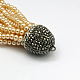 Glasperlen runden Perle Quaste große Anhänger HY-L001-02-2