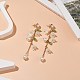 Серьги-гвоздики с цветком из абс-пластика и стекла и жемчугом EJEW-JE05217-2