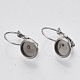 Flat Round Tray Smooth Surface 304 Stainless Steel Leverback Earring Findings X-STAS-R065-64-2