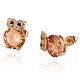 Real 18K Gold Plated Brass Owl Cubic Zirconia Stud Earrings EJEW-EE0001-255C-2
