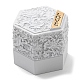 エンボス六角プラスチックリング収納ボックス  結婚指輪ケース スポンジ付き  銀  5.5x5x4.85cm CON-P020-C01-2