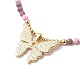 Beass-Emaille-Schmetterlings-Anhänger-Halskette mit natürlichen Feuerknister-Achat-Perlen NJEW-JN04120-6