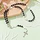 Collana con perle rosario in turchese sintetico e legno NJEW-JN04431-02-2