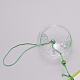 日本の丸い絵ガラス風鈴  ポリエステルコード付き  プラスチックビーズ  長方形の紙カード  花柄  400mm CF-TAC0001-05A-3