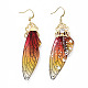 Orecchini pendenti in resina con ali di farfalla e zirconi chiari EJEW-G302-01G-3