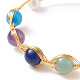 Bracelet manchette enroulé de fil de perles de pierres et de perles naturelles mélangées BJEW-JB07507-4