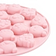 食品グレードのシリコンモールド  フォンダン型  DIYケーキデコレーション用  チョコレート  キャンディモールド  兎  クマとひよこ  ピンク  122x12mm  インナーサイズ：17~21x17~21mm DIY-G022-01-3