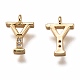 Brass Micro Pave Clear Cubic Zirconia Charms ZIRC-B002-39G-Y-2