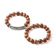 Bracelets extensibles en perles de bois de coco naturel BJEW-JB06642-1