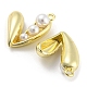 合金と ABS プラスチック模造真珠のペンダント  ハートチャーム  ゴールドカラー  22x17x7.5mm  穴：1.8mm FIND-G062-07G-2