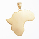 304ステンレス鋼ビッグサイズペンダント  ラインストーン付き  アフリカの地図  ゴールドカラー  54x58x4mm  穴：11x8mm STAS-H419-23G-2