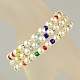 Fashion Glass Pearl Trible Wrap Bracelets BJEW-JB01073-01-2