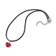 Valentine's Day Glass Heart Pendant Necklaces NJEW-JN04570-01-3