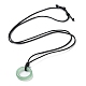 Natürliche grüne Aventurin-Ring-Anhänger-Halskette mit gewachsten Kordeln NJEW-R262-01B-09-2