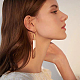 8 Paar Ohrhänger aus zweifarbigem Kunstharz und Walnussholz mit Eisenstiften EJEW-AB00030-4