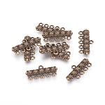 Tibetan Style Alloy Chandelier Components Links, 5-Strand Reducer Connector, Lead Free, Nickel Free and Cadmium Free, Antique Bronze, 12mm wide, 25mm long, hole: 1.5mm