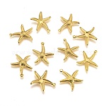 Estrella de mar / estrellas de mar colgantes de latón, dorado, 23x20.5x2mm, agujero: 1 mm