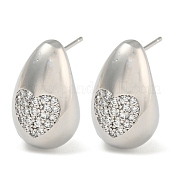 Серьга-гвоздик из латуни с микро-паве EJEW-C102-29B-P
