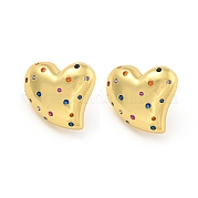 Серьга-гвоздик из латуни с микропаве из кубического циркония EJEW-C102-08G-02