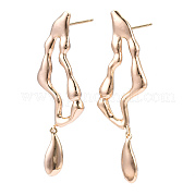 Boucles d'oreilles pendantes ovales torsadées en laiton pour femmes EJEW-N012-46