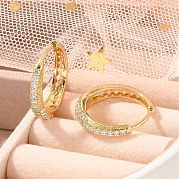 Серьги-кольца из латуни с микропаве из кубического циркония EJEW-H143-25G-01