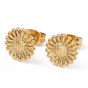 Ion Plating(IP) 304 Stainless Steel Sunflower Stud Earrings for Women EJEW-G338-05G