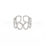 304 Stainless Steel Open Geometry Wrap Cuff Ring for Women RJEW-S405-166P