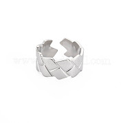 304 Stainless Steel Grooved Open Cuff Ring for Women RJEW-S405-244P