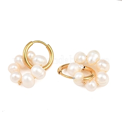 2 paio di orecchini a cerchio pendenti con perline di perle naturali per ragazze e donne&nbsp;EJEW-NB0001-06