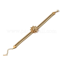 Doppellagige Armreifen aus Schlangenkette aus Edelstahl 304 für Damen&nbsp;BJEW-D465-04A-G