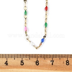 Bunte Halskette mit ovalen und getupften Gliedern aus Emaille&nbsp;NJEW-Q315-01G
