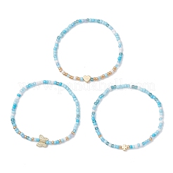 3 bracelet extensible en perles de rocaille en verre pour femme&nbsp;BJEW-MZ00290